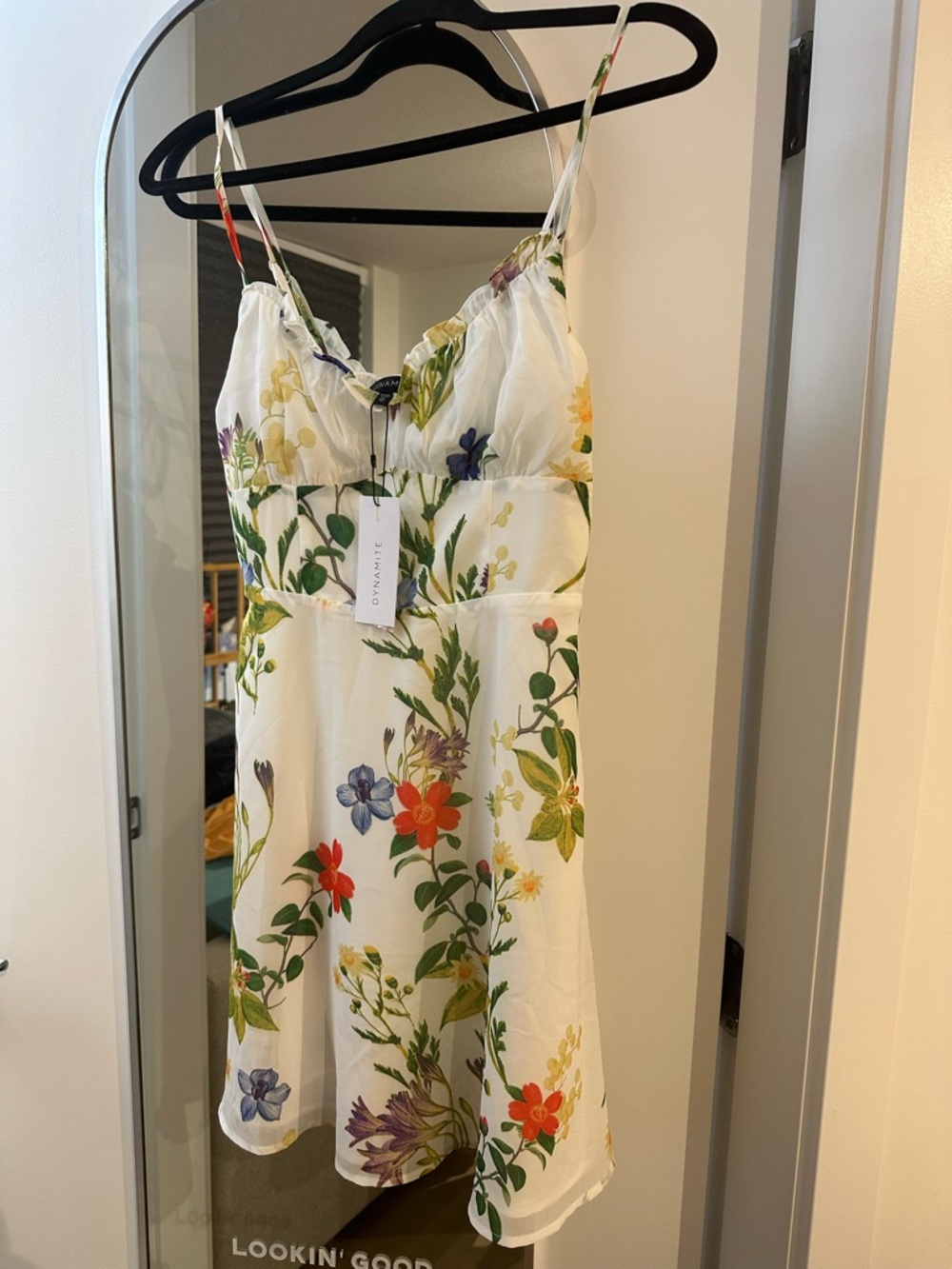 Dynamite XS White Mini Floral Dress Brand New Never Worn